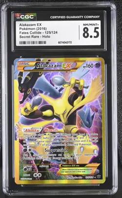 CGC 8.5 Alakazam EX 2016 Fates Collide 125/124 Secret Rare,Holo Pokemon Card - Image 1