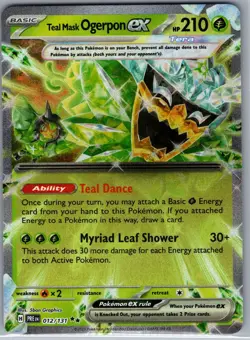 Teal Mask Ogerpon ex 012/131 SV: Prismatic Evolutions - Pokemon Card - NM - Image 1