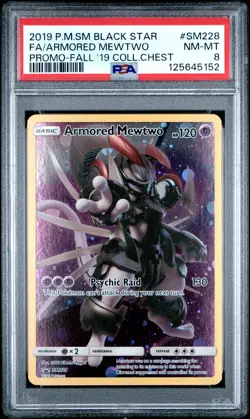 2019 POKEMON SM BLACK STAR PROMO #SM228 FULL ART/ARMORED MEWTWO PSA 8 - Image 1
