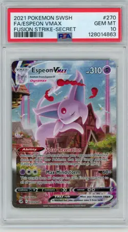 2021 Pokemon Fusion Strike FA/Espeon VMAX 270/264 Secret Rare PSA 10 - Image 1