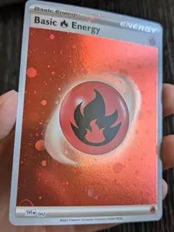 Basic Fire Energy 002 - Pokemon 151 - HD Cosmos Holo HD Swirl MEW TAILS Nm - Image 1