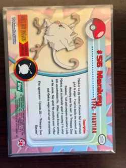 Mankey #56 - 1999 Topps Pokemon TV Animation Edition Series 1 GREEN LABEL - Image 2