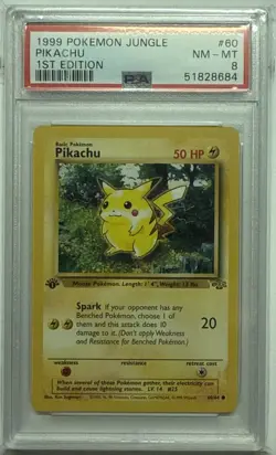 1999 Pokemon Jungle First 1st Edition Pikachu #60 PSA 8 - Image 1
