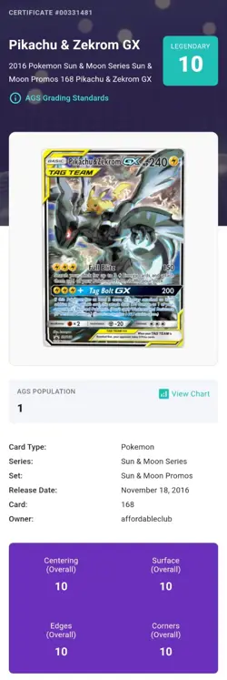 Pikachu & Zekrom GX SM168 Pokemon 2019 Black Star Promo AGS 10 Legendary Pop 1 - Image 3
