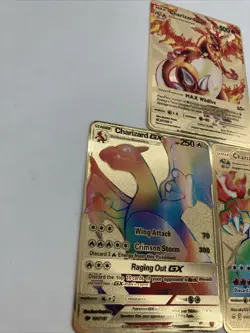 Lot of 3 Charizard DX GX & VMAX Gold Metal Pokemon Card-Collectible Gift Display - Image 2