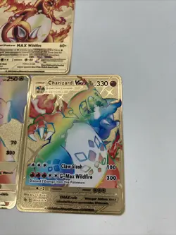 Lot of 3 Charizard DX GX & VMAX Gold Metal Pokemon Card-Collectible Gift Display - Image 3