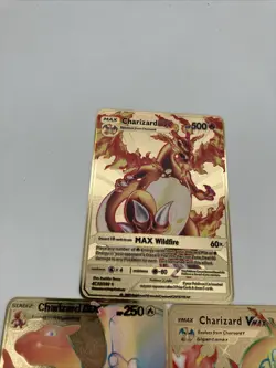 Lot of 3 Charizard DX GX & VMAX Gold Metal Pokemon Card-Collectible Gift Display - Image 4