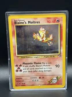 Pokemon Card Blaine's Moltres Gym Heroes 1/132 WotC Vintage 2000 Holo Rare SWIRL - Image 1