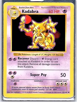 Pokemon Base Set Shadowless Lot 12 Cards (LP-DMG) Kadabra Ivysaur Abra + More - Image 5