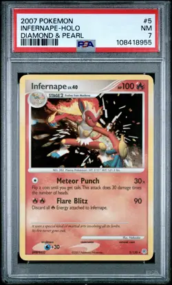2007 POKEMON DIAMOND & PEARL #5 INFERNAPE-HOLO PSA 7 - Image 1