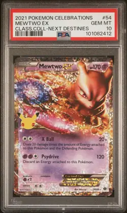 2021 POKEMON MEWTWO EX PSA 10 #54 CELEBRATIONS CLASSIC COLLECTION NEXT DESTINIES - Image 1
