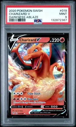 2020 POKEMON SWORD & SHIELD DARKNESS ABLAZE #019 CHARIZARD V PSA 9 - Image 1