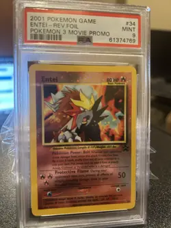 2001 Pokemon Black Star Movie Promo Entei #34 Reverse Foil PSA 9 - Image 1