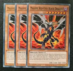Malefic Red-Eyes Black Dragon x3 Yu-Gi-Oh! LDS1-EN006 1st Common PLAYSET - Image 1