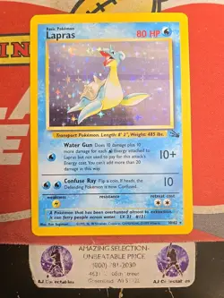 1999 Pokemon TCG Fossil Unlimited Lapras Mp/lp Holo Card 18/62 - Image 1