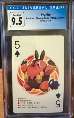 Pignite Pokemon Card Playing Card TCG Black 5 Japanese 2012 Blue Label CGC 9.5 - Image 1