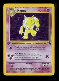 1st Edition Hypno 8/62 Fossil 1999 Holo Rare WOTC Pokemon Card TCG - Image 1