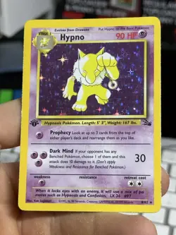 1st Edition Hypno 8/62 Fossil 1999 Holo Rare WOTC Pokemon Card TCG - Image 4