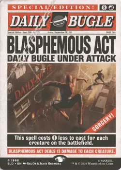 MTG Blasphemous Act (1998) *Rainbow Foil* Secret Lair Spider-Man MT/NM Free Ship - Image 1