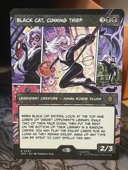 Black Cat, Cunning Thief #222 BORDERLESS NM/M MTG Spiderman Magic Black Rare - Image 1