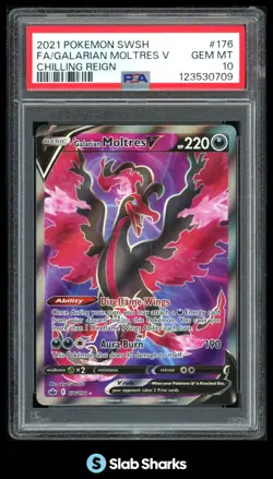 2021 POKEMON SWORD & SHIELD CHILLING REIGN #176/198 GALARIAN MOLTRES V PSA 10 - Image 1