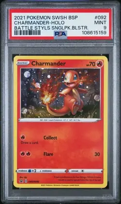2021 Pokemon Charmander Holo SWSH092 Battle Styles Blister Promo PSA 9 MT -59 - Image 1