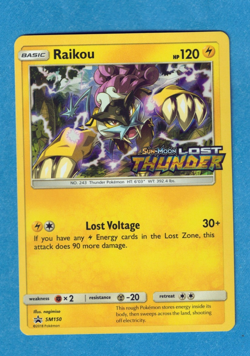 Pokemon Sun & Moon Lost Thunder Black Star Promo Raikou SM150, Pre-Release, NM - Image 1