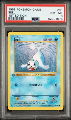 1999 POKEMON BASE SET 1ST EDITION #41 SEEL PSA 8 - Image 1