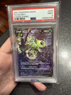 2021 Pokemon SWSH Celebi V Full Art #245 PSA 9 Mint - Fusion Strike - Image 4