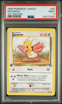 1999 POKEMON JUNGLE 1ST ED #62 SPEAROW PSA 9 - Image 1