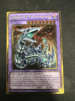 Chimeratech Fortress Dragon PGL3-EN057 DE057 German Gold Rare Near Mint Yugioh - Image 1