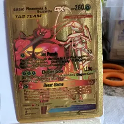 Pheromosa & Buzzwole GX HP260 TAG TEAM Gold Foil Fan Art Display Card - Image 1