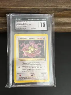 CGC 10 GEM MINT Team Rocket's Meowth 2000 Black Star Promos 18 Pokemon Card - Image 1
