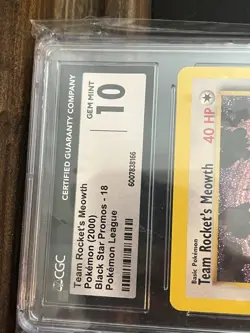 CGC 10 GEM MINT Team Rocket's Meowth 2000 Black Star Promos 18 Pokemon Card - Image 2
