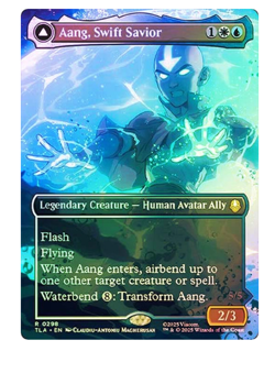 Aang, Swift Savior // Aang and La, Ocean's Fury - Foil - Borderless Avatar MTG - Image 1