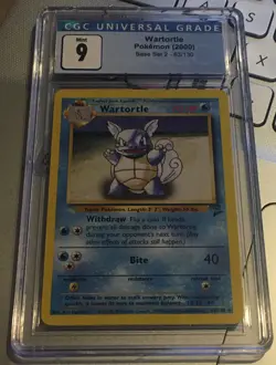 2000 POKEMON BASE SET 2 WARTORTLE #63 CGC 9 MINT FRESHLY GRADED-RARE! - Image 1