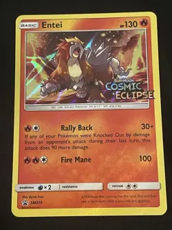 Entei SM219 Stamped Prerelease Black Star Promo 219 Sun & Moon (NM) Pokemon - Image 1