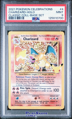 Pokemon Card PSA 9 Charizard 004/102 Celebrations Classic Holo Base Set 2021 #1 - Image 1