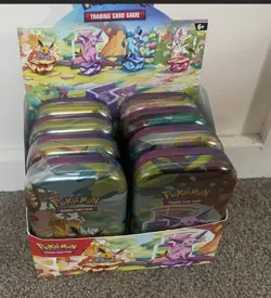 Pokemon TCG - Scarlet & Violet: Prismatic Evolutions Mini Tin UNSEALED Display - Image 1