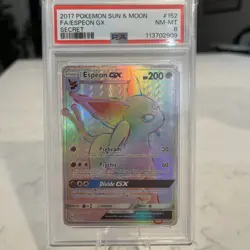 2017 Pokemon Sun & Moon Espeon GX Secret #152 PSA 8 Mint - Image 1