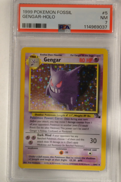 Pokemon Card PSA 7 NM Gengar Fossil Set Unlimited Edition Holo 1999 5/62 - Image 1