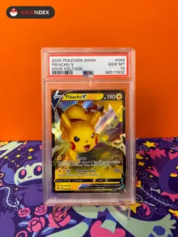 PSA 10 ? 2020 POKEMON SWORD & SHIELD VIVID VOLTAGE #043 PIKACHU V - Image 1