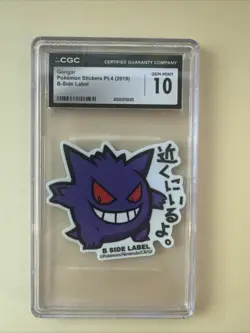 CGC GEM MINT 10 Gengar B-Side Label Pokemon Stickers 2019 Japan Exclusive - Image 1