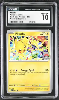 CGC 10 Pikachu SVP 225 Worlds Celebration Promo Pokemon Card - Image 1