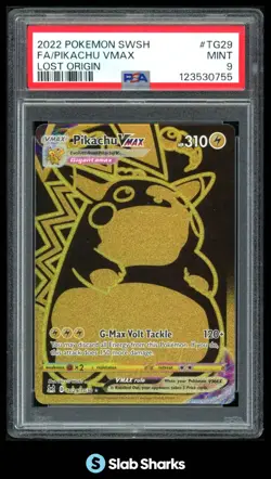 2022 POKEMON SWORD & SHIELD LOST ORIGIN PIKACHU VMAX TRAINER GALLERY PSA 9 - Image 1