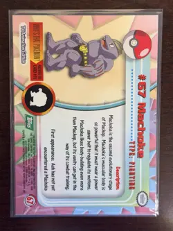 Machoke #68 1999 Topps Series 1 Pokemon Green Logo TV Animation Edition - Image 2