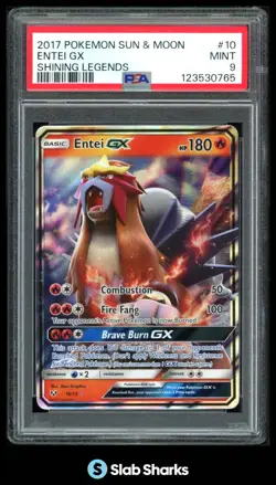 2017 POKEMON SHINING LEGENDS #10/73 ENTEI HOLO PSA 9 - Image 1