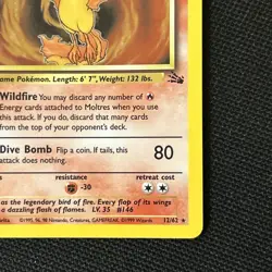 Moltres 12/62 Fossil Holo 1st Edition very nice hollow very clean card - Image 5