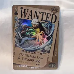 ONE PIECE Anime TRAFALGAR LAW Trading Card Wanted Bounty Poster SR Holo - Image 1