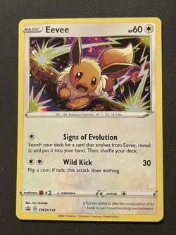 Eevee Black Star Promo Cosmo Holo SWSH118 Sword & Shield Pokemon Cards NM - Image 1